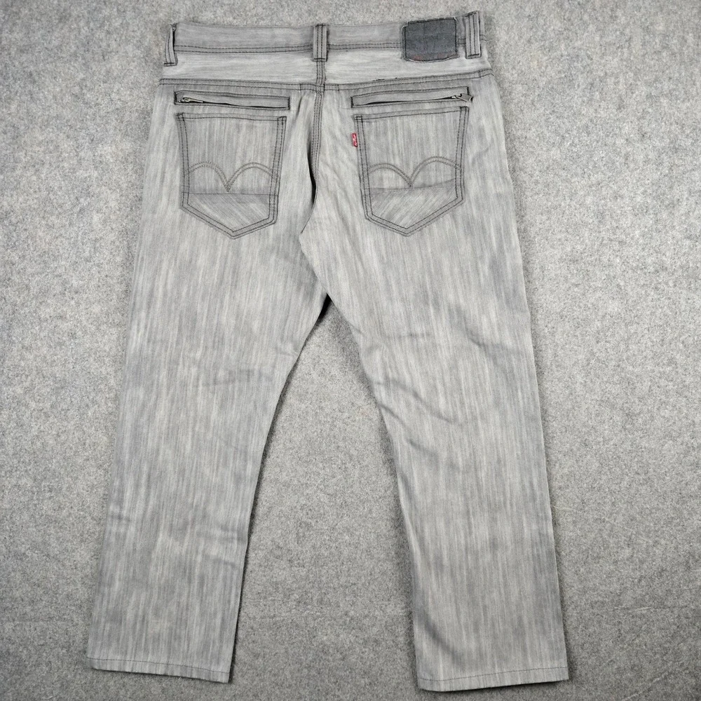 Levis 511 Slim Jeans Mens 34x26 Gray Zipper Back Pockets Grunge Hemmed Y2k
